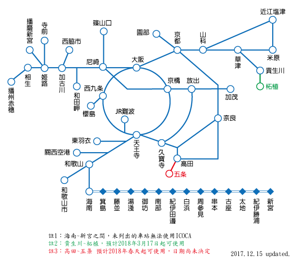 日本icoca卡使用范圍